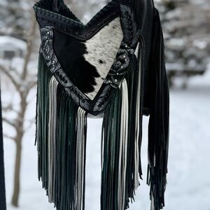 Wild Horse Leather Handcrafted Fringe Leather and Cowhide Bag